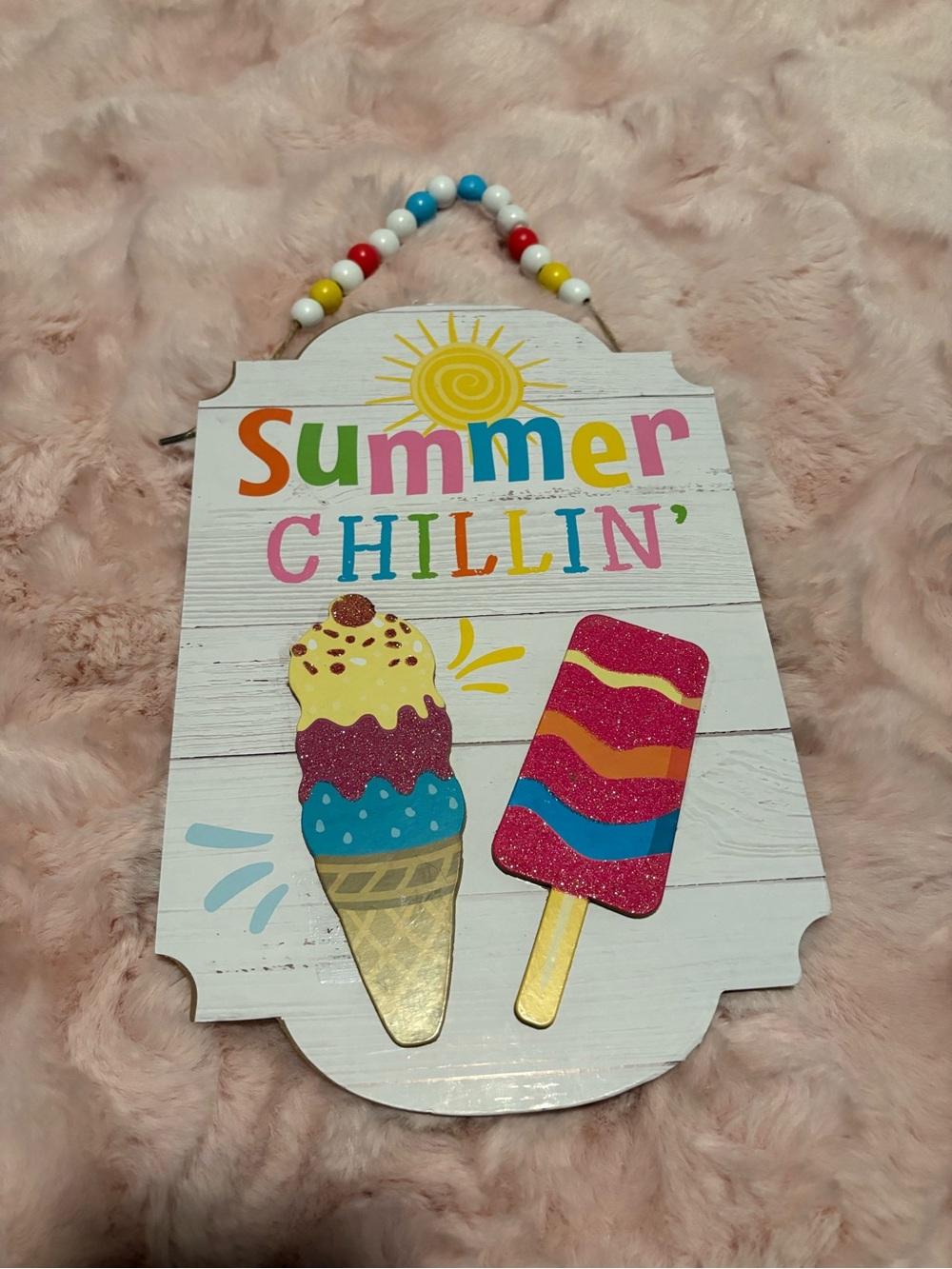‘Summer Chillin' Decorative Wall Sign - Colorful Ice Cream Design